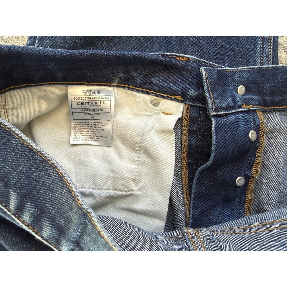 EUC Carhartt WIP Newel Pant Denim Blue Jeans, Men's 32, Relaxed Straight Tapered - Picture 5 of 7